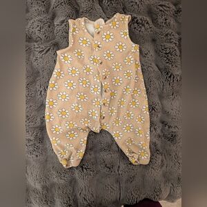 Daisy Print Kids Footie in Cream and Yellow